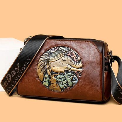 Prägung Elefant Schultertasche