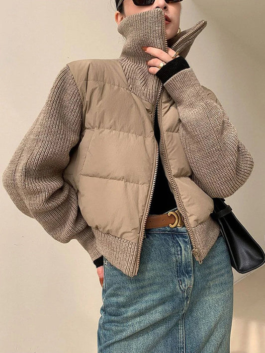 Gestrickte Patchwork-Pufferjacke