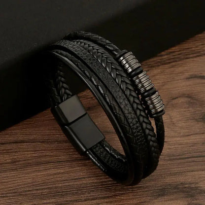 Gramado Klassisches Leder Geflochtenes Armband - Mehrlagiges Modeaccessoire für Männer