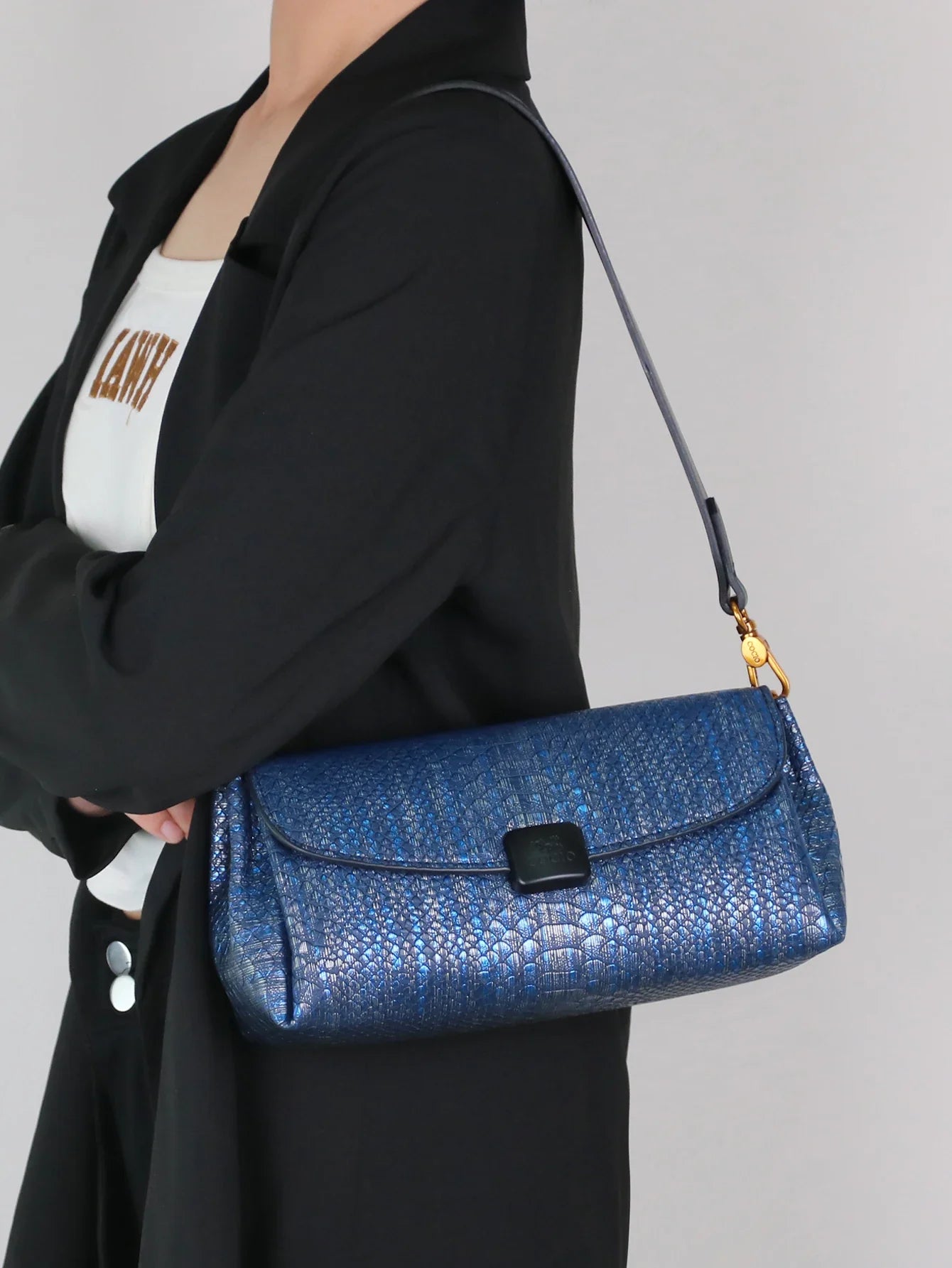 Prägung Schlangenleder-Print Schultertasche