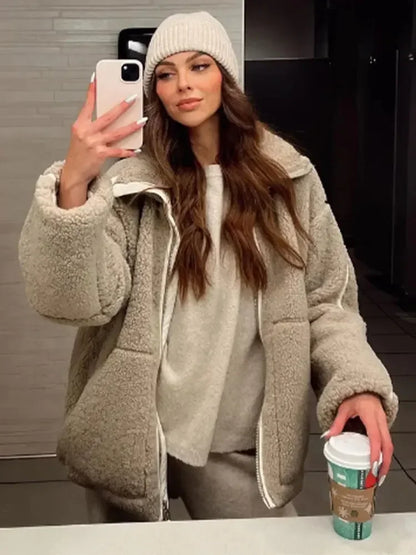 Mystique & Co™ Teddy Jacke Gepolstert Gemütlich