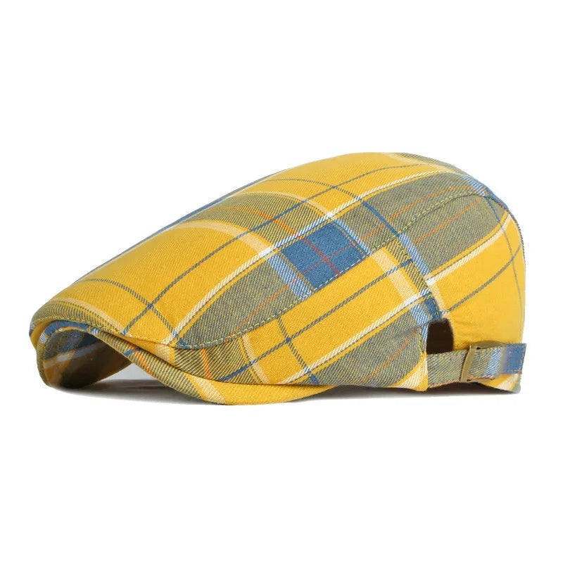Oxford Plaid Newsboy Cap – Zeitlose Polyester Schirmmütze im Vintage Maler-Stil, geeignet für alle Jahreszeiten