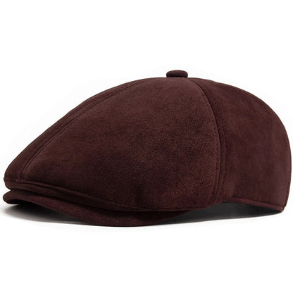 Camden PU-Leder Newsboy Cap – Vintage-Style Flat Cap mit Visier, lässiges Retro-Design für Frühling und Herbst