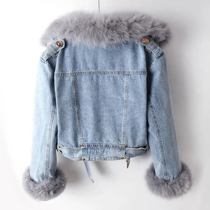 Moreau Fellkragen Denimjacke