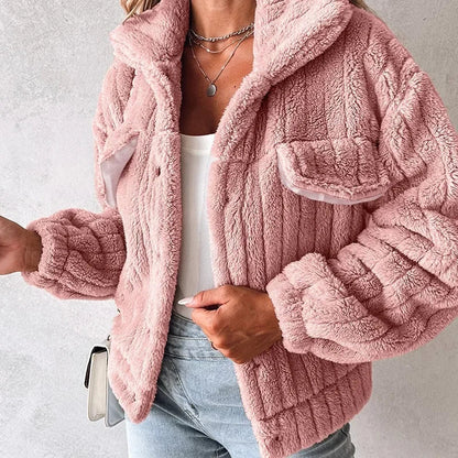Gerippte Kunstpelz Truckerjacke