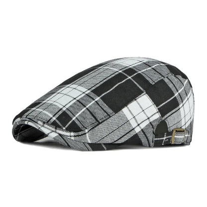 Oxford Plaid Newsboy Cap – Zeitlose Polyester Schirmmütze im Vintage Maler-Stil, geeignet für alle Jahreszeiten
