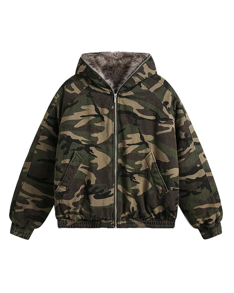 Fleecegefütterte Camouflage-Jacke