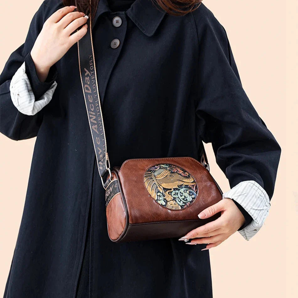 Prägung Elefant Schultertasche