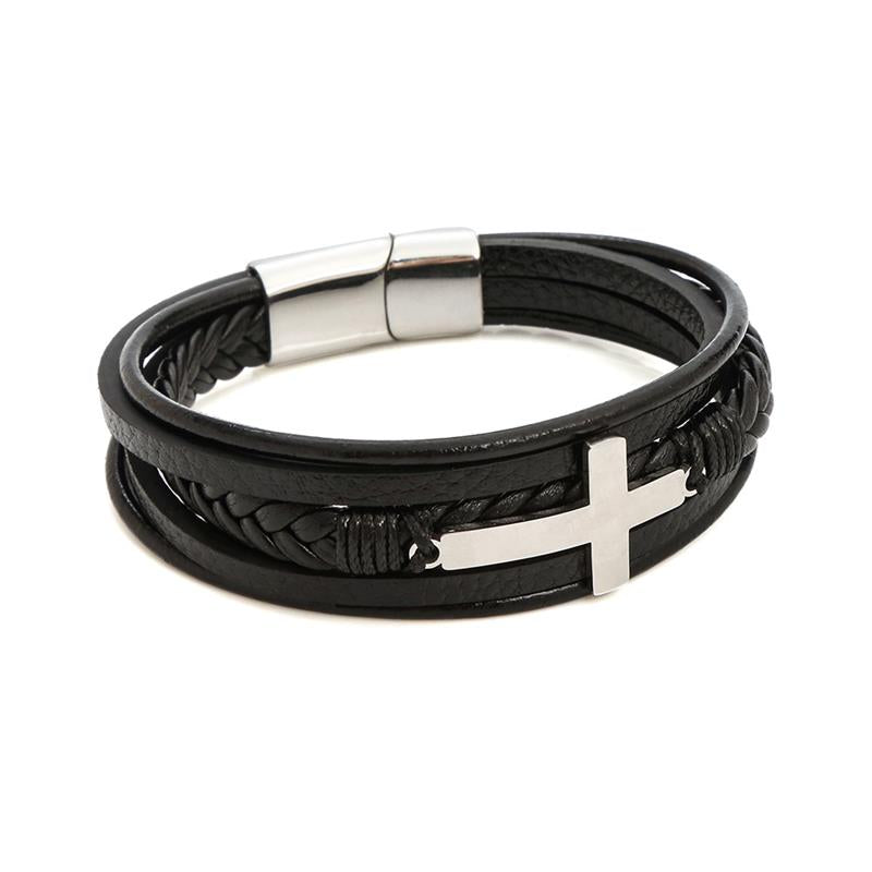 Faith SteelLink Lederarmband mit magnetischem Charm für Herren