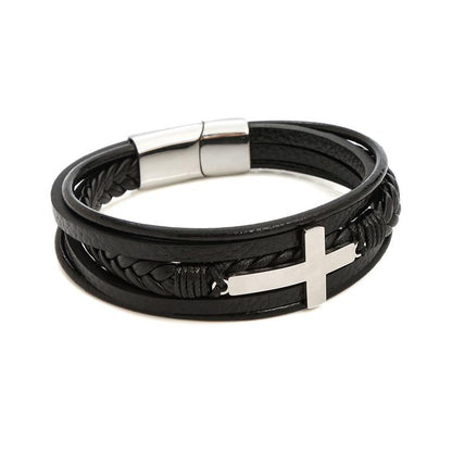 Faith SteelLink Lederarmband mit magnetischem Charm für Herren