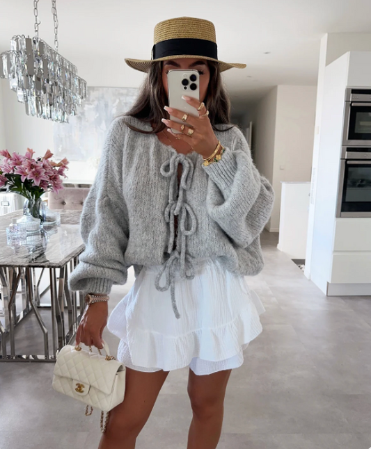 Eva | Gestrickter Cardigan mit Schleife