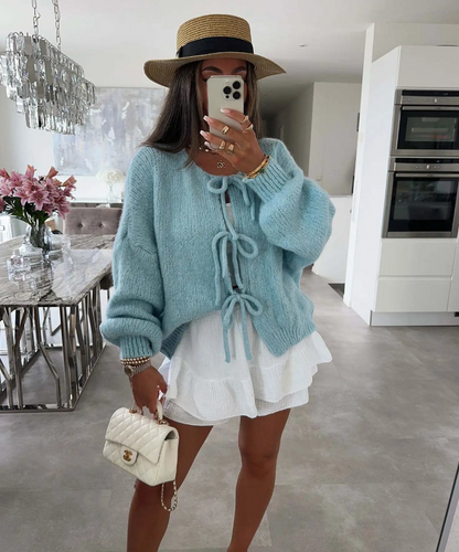 Eva | Gestrickter Cardigan mit Schleife