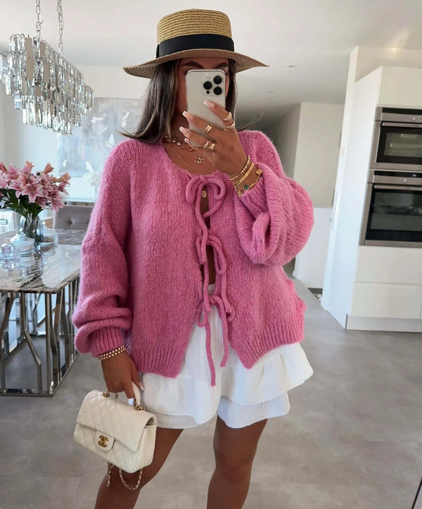 Eva | Gestrickter Cardigan mit Schleife