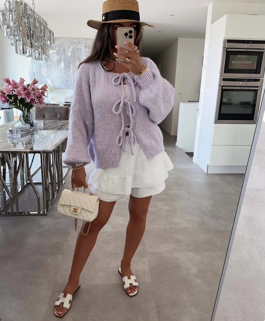 Eva | Gestrickter Cardigan mit Schleife