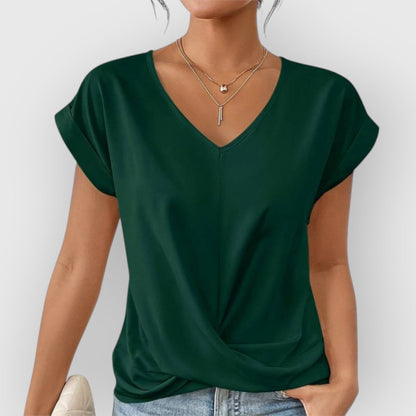 ELYRA™ | V-Ausschnitt Kurzarm-Baumwolltop