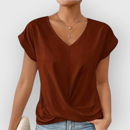 ELYRA™ | V-Ausschnitt Kurzarm-Baumwolltop