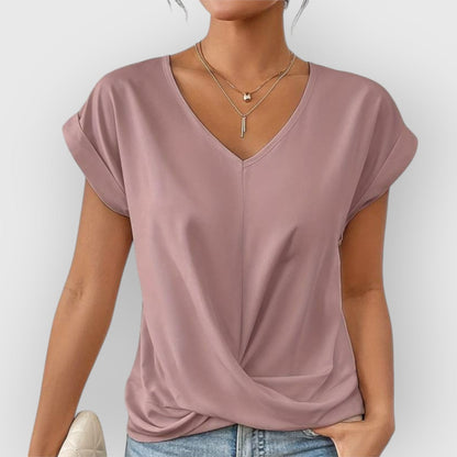 ELYRA™ | V-Ausschnitt Kurzarm-Baumwolltop