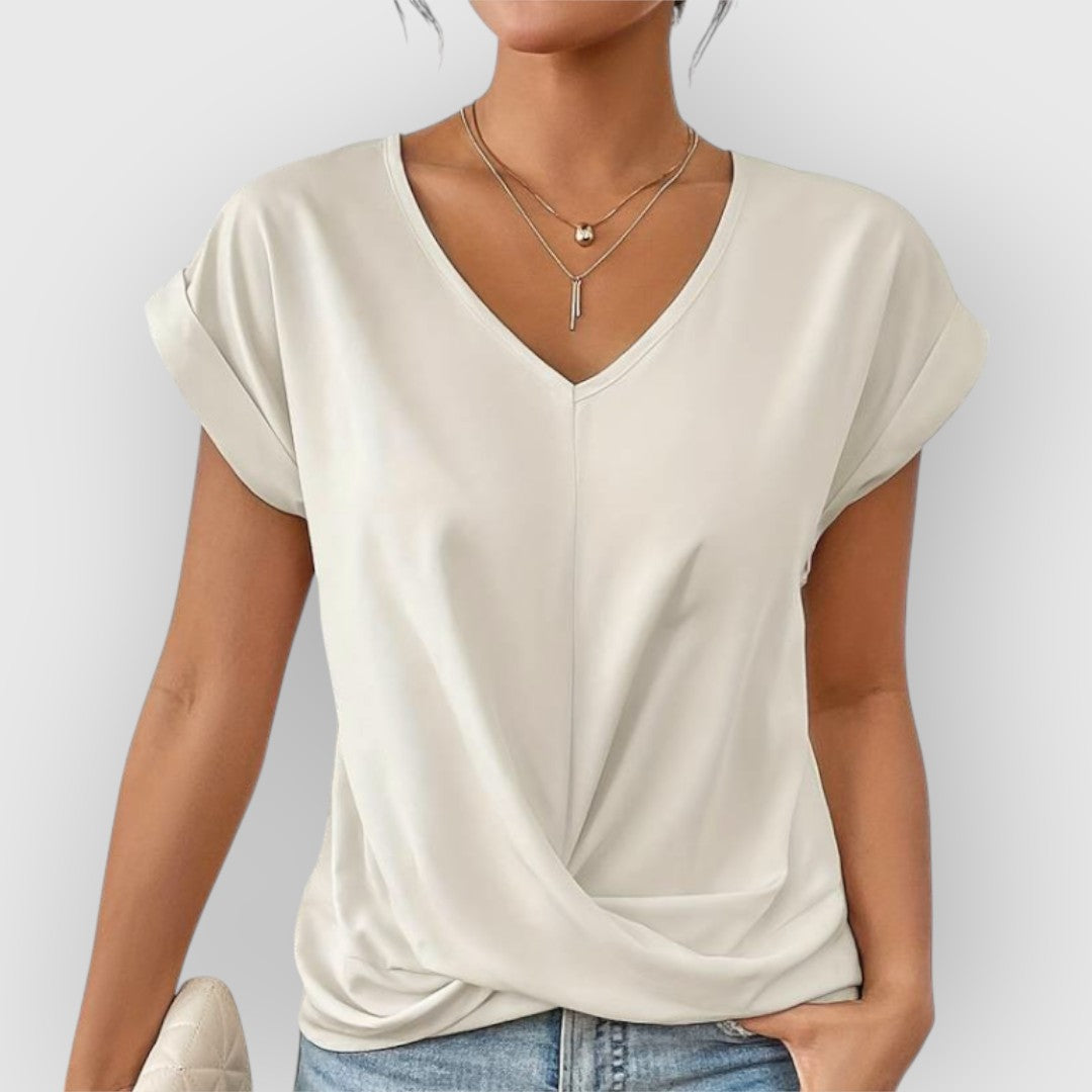 ELYRA™ | V-Ausschnitt Kurzarm-Baumwolltop