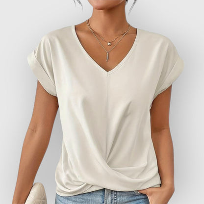 ELYRA™ | V-Ausschnitt Kurzarm-Baumwolltop