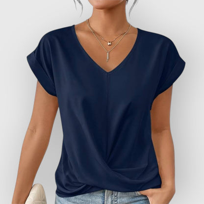 ELYRA™ | V-Ausschnitt Kurzarm-Baumwolltop