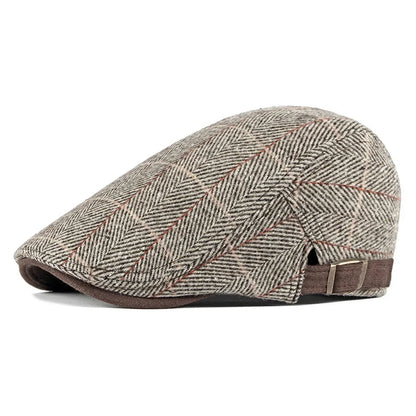 Cambridge Lattice Newsboy Cap – Britisch inspirierte verstellbare Schirmmütze mit Hip-Hop-Elementen, ideal für Frühling und Sommer
