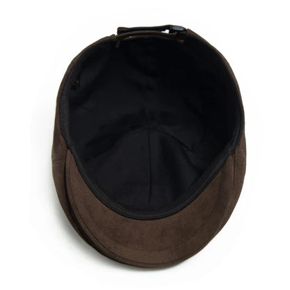 Camden PU-Leder Newsboy Cap – Vintage-Style Flat Cap mit Visier, lässiges Retro-Design für Frühling und Herbst