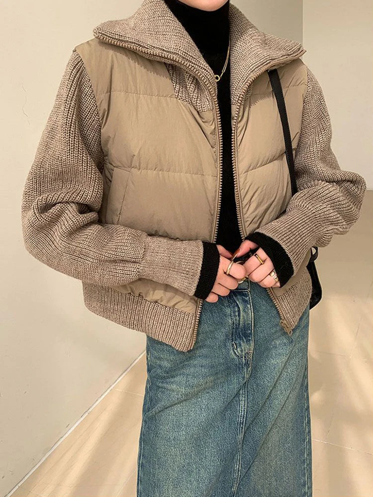 Gestrickte Patchwork-Pufferjacke