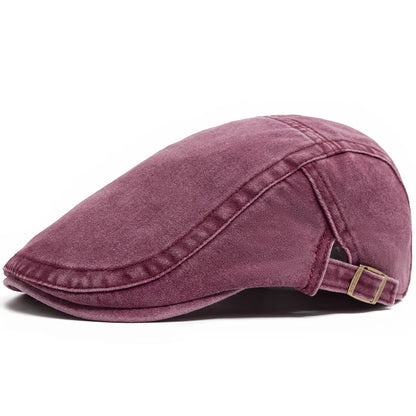 Hispalis Vintage Baumwoll-Beret – Retro-Style Schirmmütze mit Visier, lässig und verstellbar für Sommer & Herbst