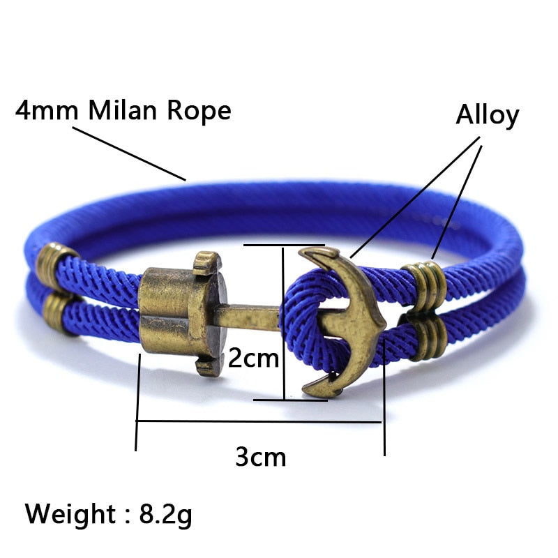 Vintage Anker El Dorado Piratenarmband - Herren Bronze Punk Survival Seilarmband