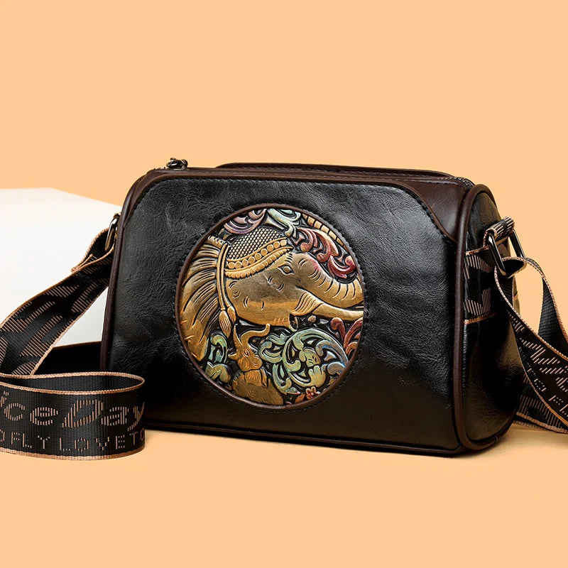 Prägung Elefant Schultertasche