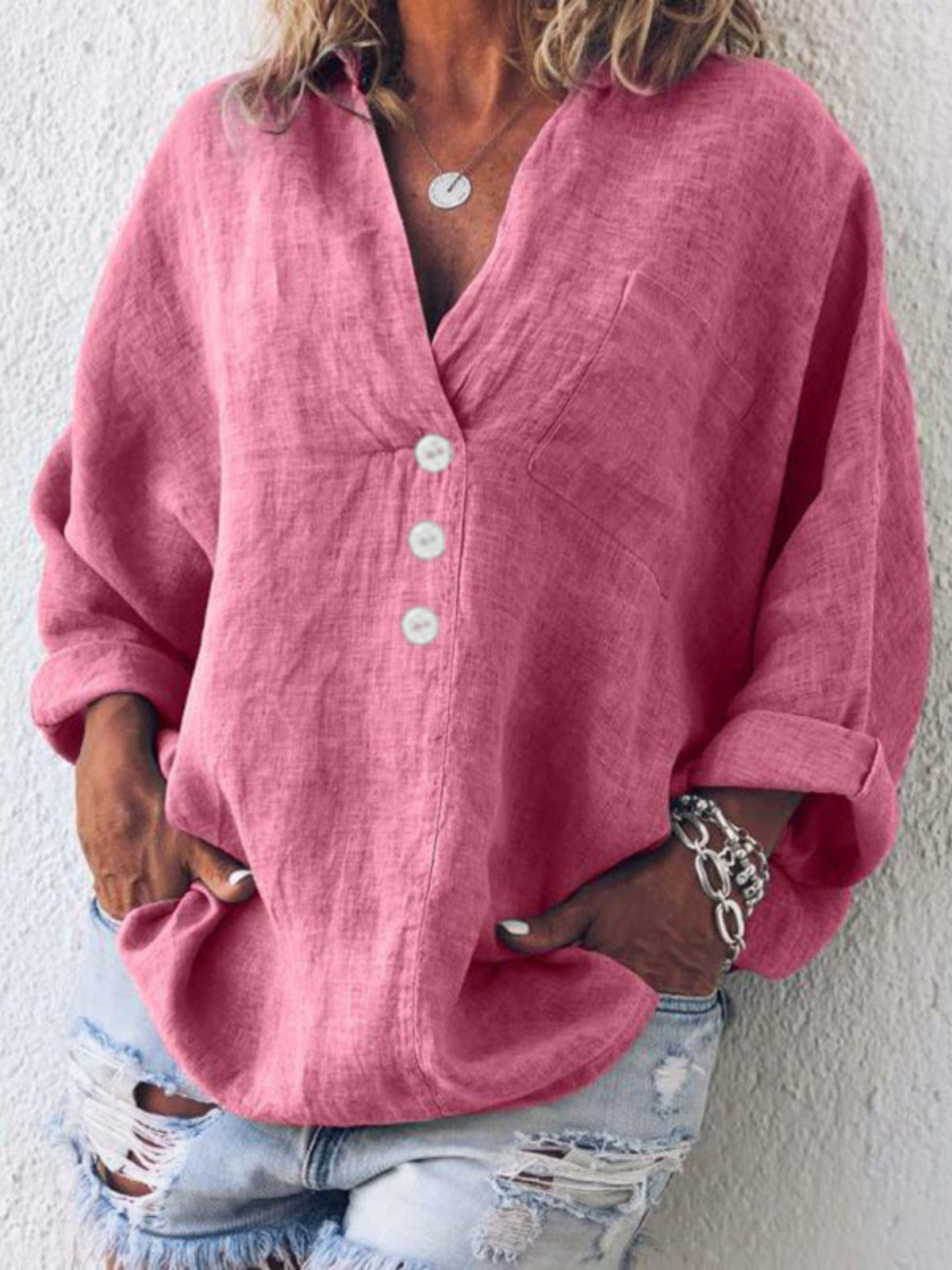 Freja – Luftige und bequeme Bluse aus Baumwolle und Leinen