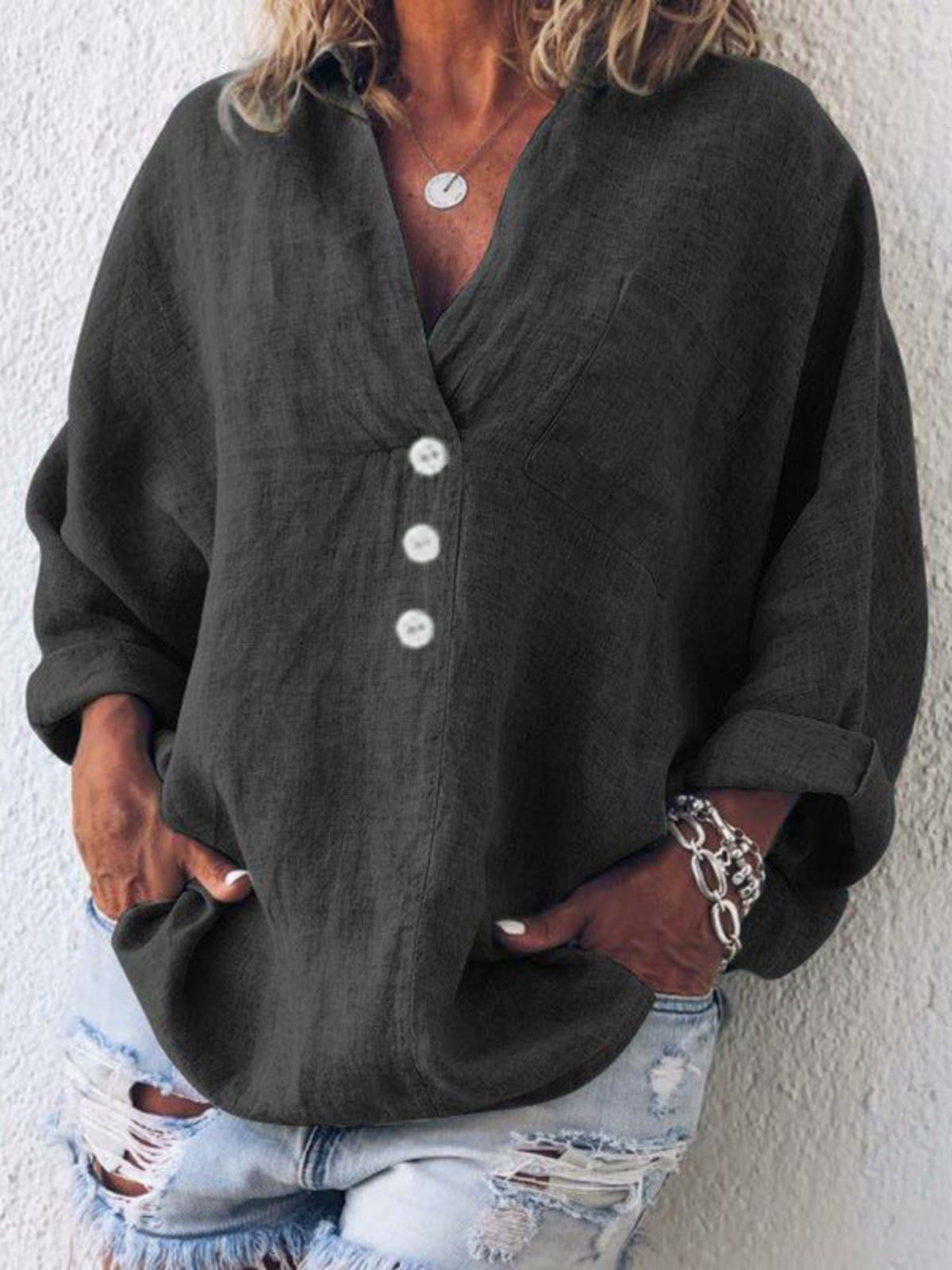 Freja – Luftige und bequeme Bluse aus Baumwolle und Leinen