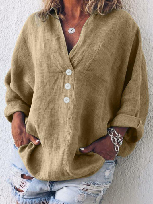 Freja – Luftige und bequeme Bluse aus Baumwolle und Leinen