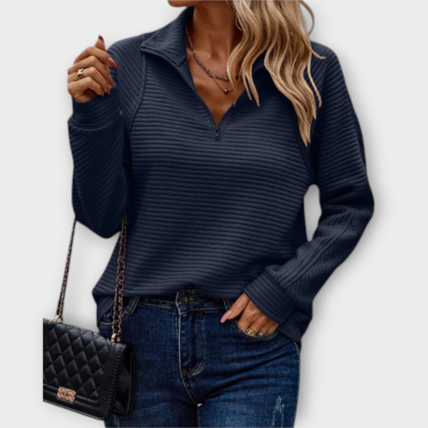 Lila | Stylischer V-Ausschnitt Pullover
