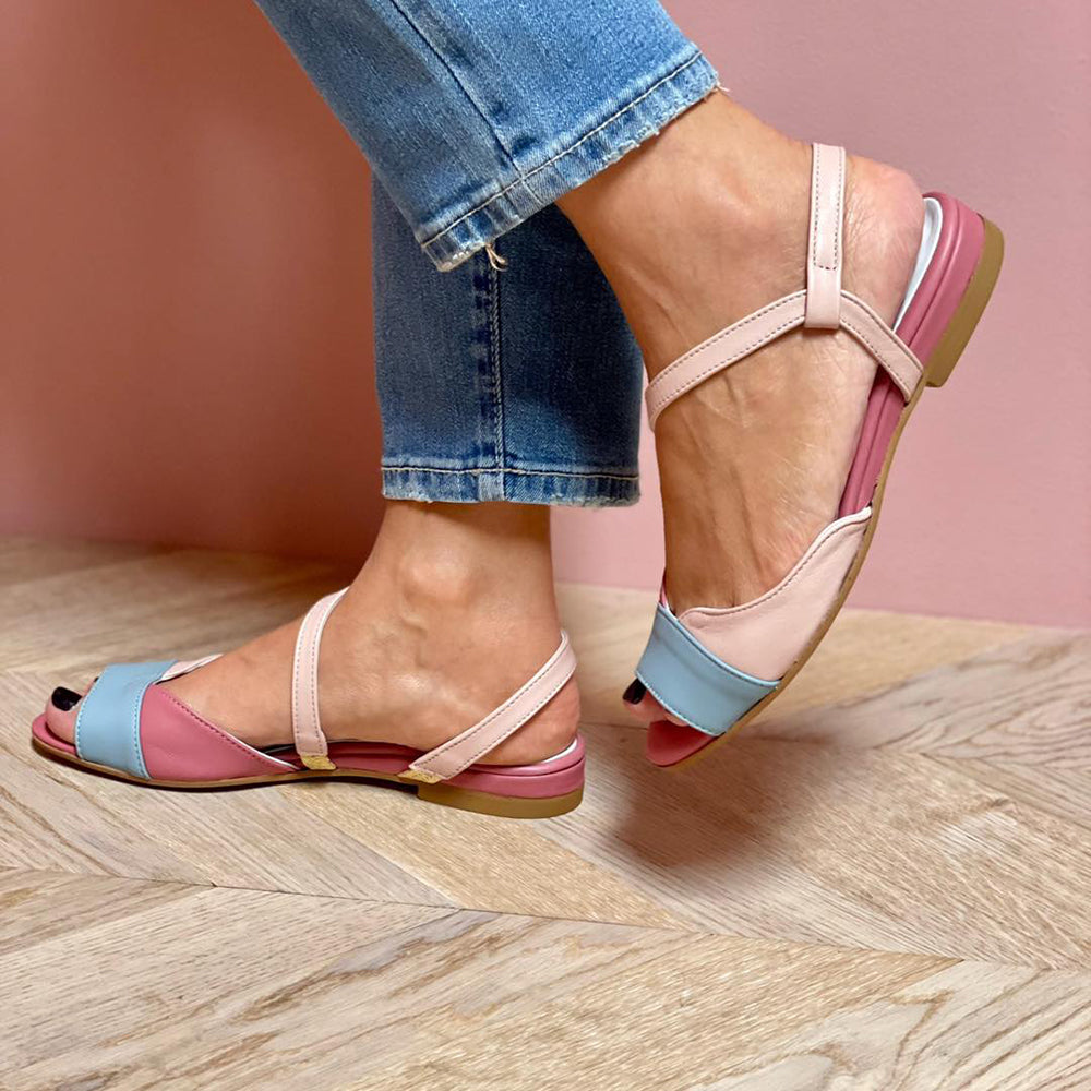 Roseline | Rosa Color-Block Sandalen
