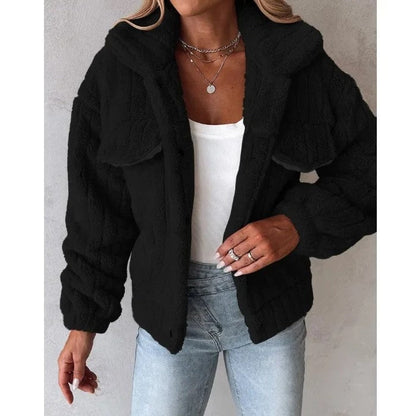 Gerippte Kunstpelz Truckerjacke