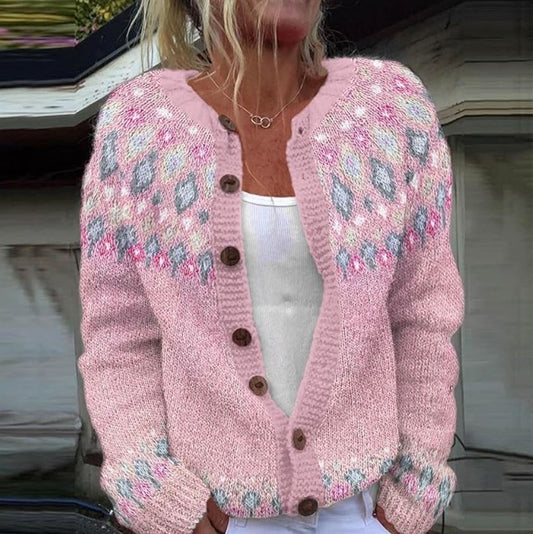 Cassey | Pink Locker Sitzender Cardigan mit Print