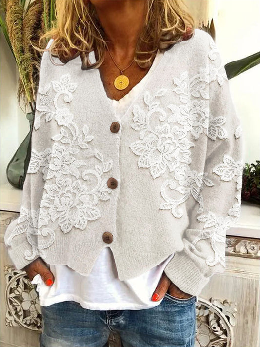 Luna | Floral Lace Strickcardigan