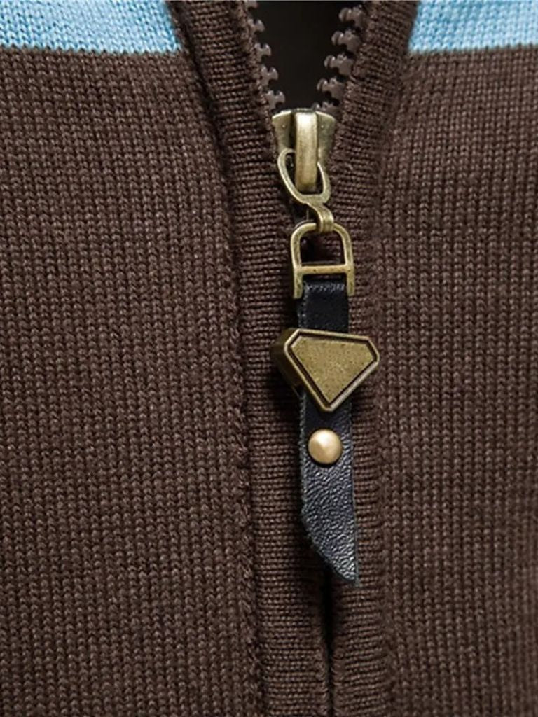 Cardigan-Strickjacke mit Reißverschluss und Stehkragen – Cross & Crown