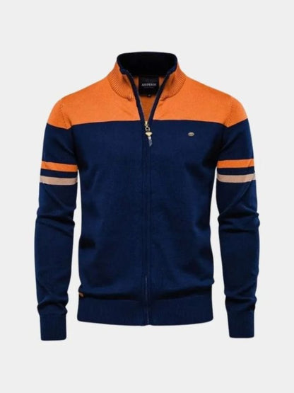 Cardigan-Strickjacke mit Reißverschluss und Stehkragen – Cross & Crown