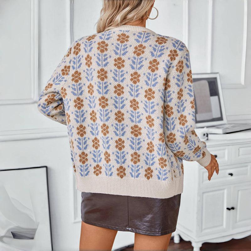 ELYRA™ | Vintage Blumen-Strickpullover