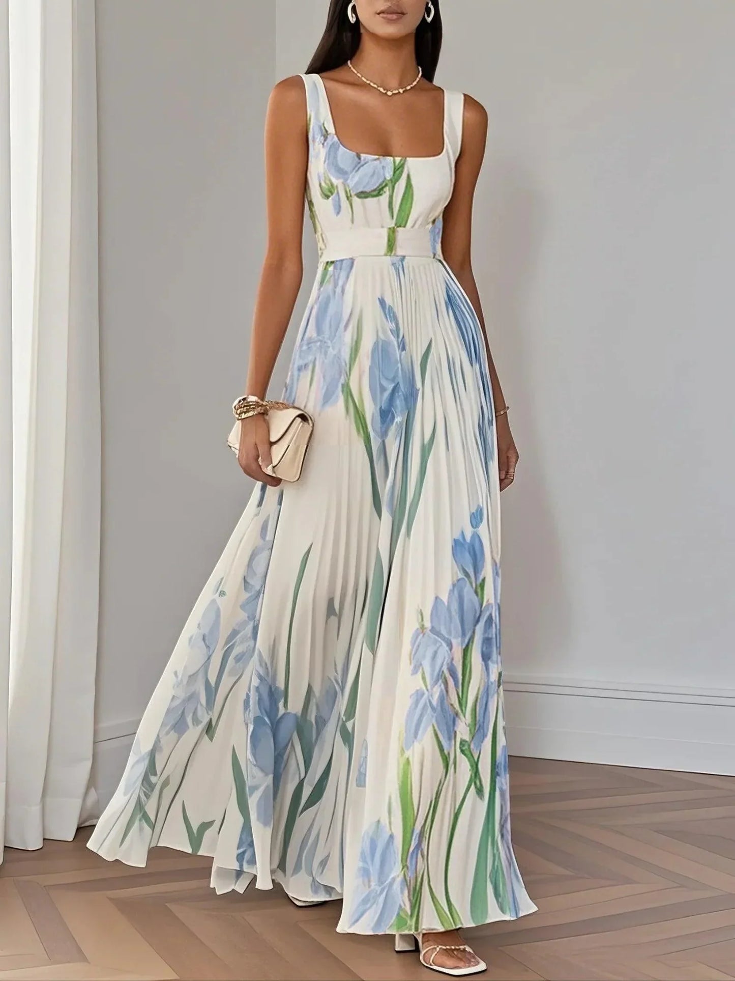 Liviana | Plissiertes Maxi-Kleid