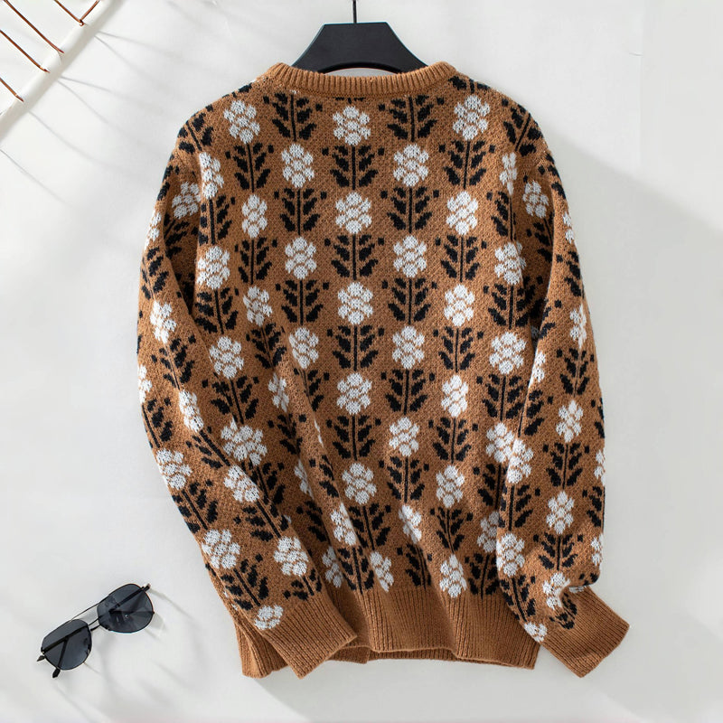 ELYRA™ | Vintage Blumen-Strickpullover