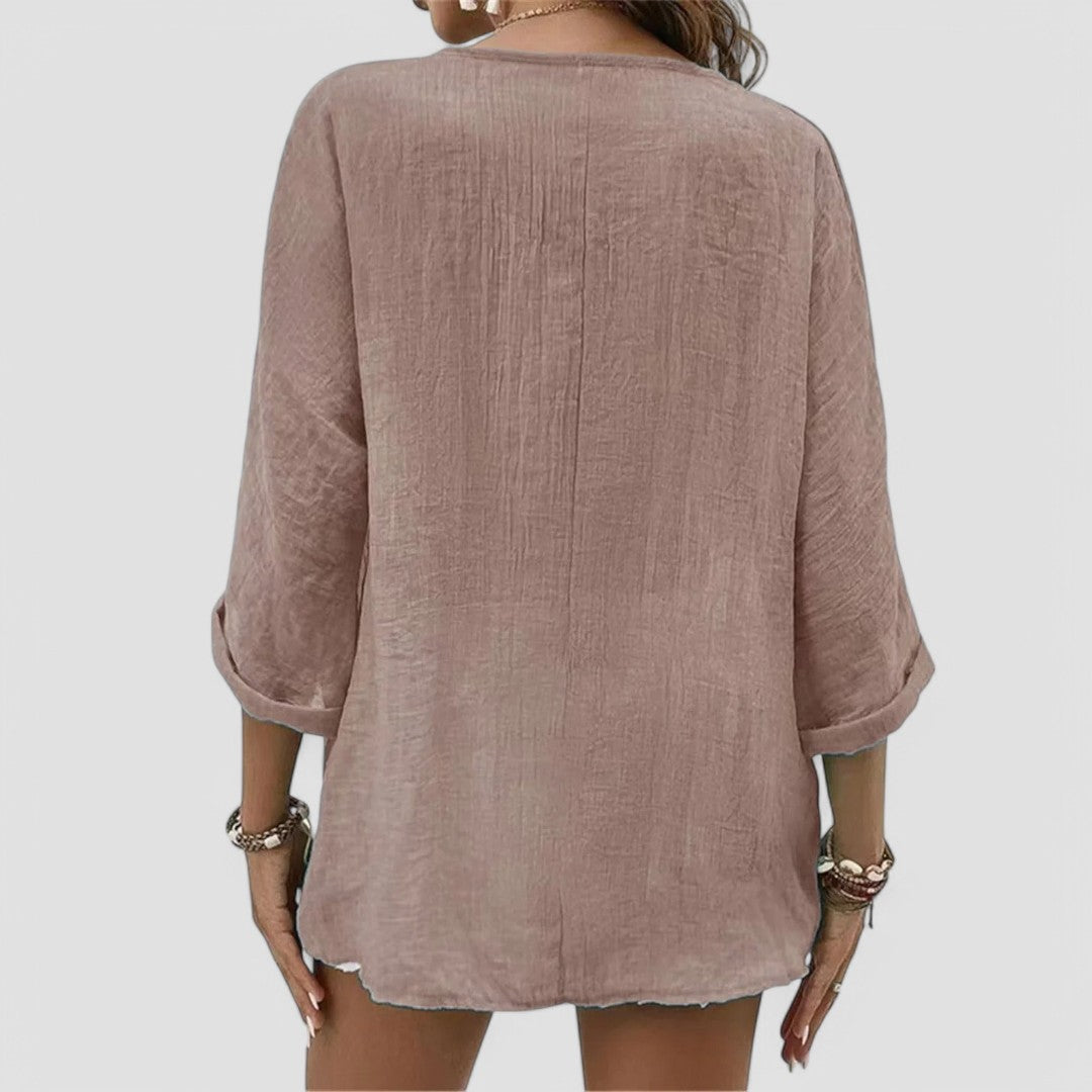 ELYRA™ | Handgefertigte V-Ausschnitt Bluse