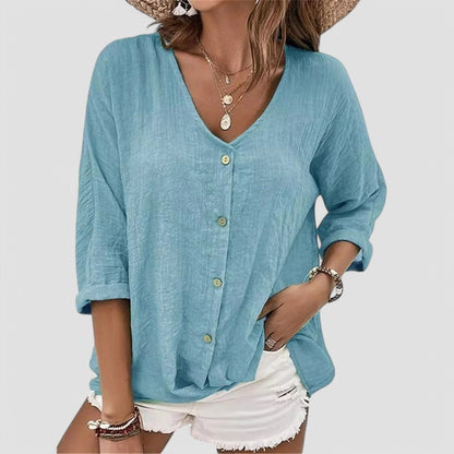 ELYRA™ | Handgefertigte V-Ausschnitt Bluse