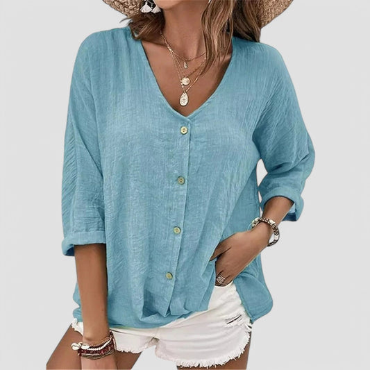 ELYRA™ | Handgefertigte V-Ausschnitt Bluse