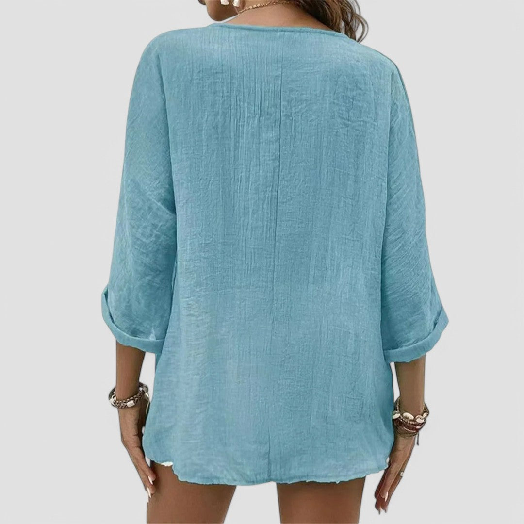 ELYRA™ | Handgefertigte V-Ausschnitt Bluse