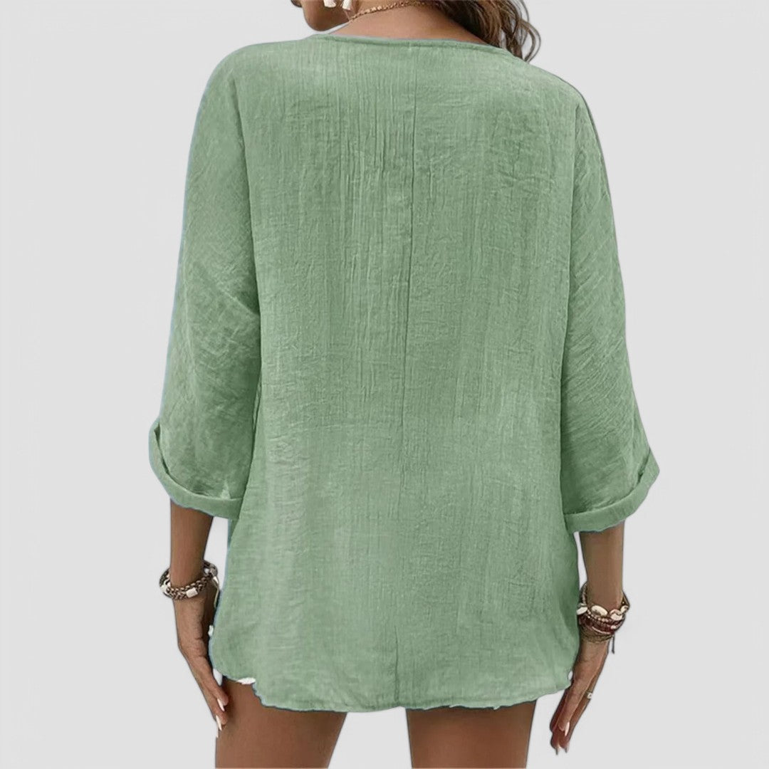 ELYRA™ | Handgefertigte V-Ausschnitt Bluse