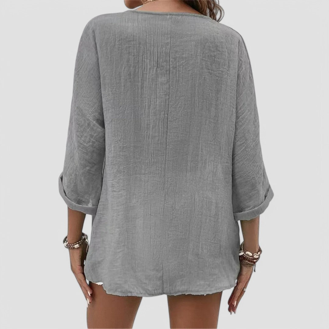 ELYRA™ | Handgefertigte V-Ausschnitt Bluse