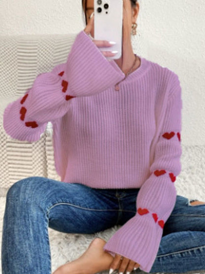 Kettenlink-Herz-Muster Pullover